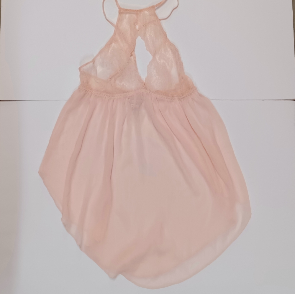 Victoria's Secret Babydoll Crinkle Gauze & Lace Nightie w/ High & Keyhole Neck